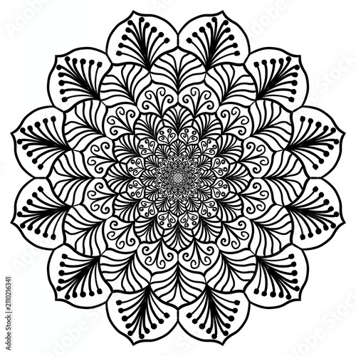Royal Floral Wreath Mandala – Baroque Line Art