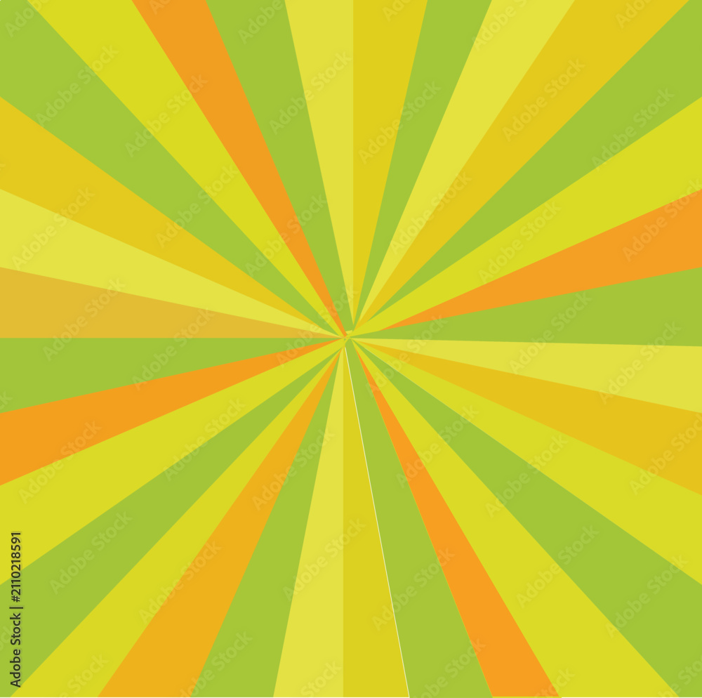 Fototapeta premium Radial burst pattern with alternating yellow and green hues a vibrant vector illustration sunburst rays graphic design geometric repeating colors lime orange-yellow bright energetic dynamic