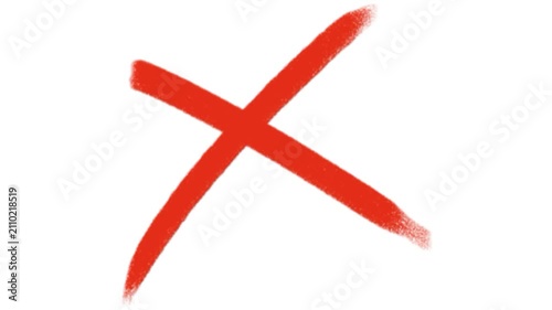 Red cross mark spray painted graffiti symbol isolated on solid transparent background simple street art x sign icon graphic design element for reject error cancel