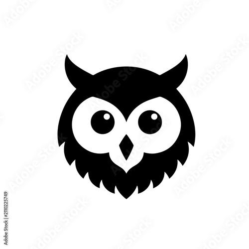 Owl Face Icon – Modern Black Solid Bird Head Vector Symbol for Nature, Education and Branding