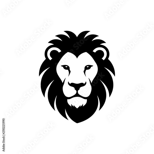 Lion Head Icon – Modern Black Solid Wildlife Animal Face Vector Symbol for Logo and Branding