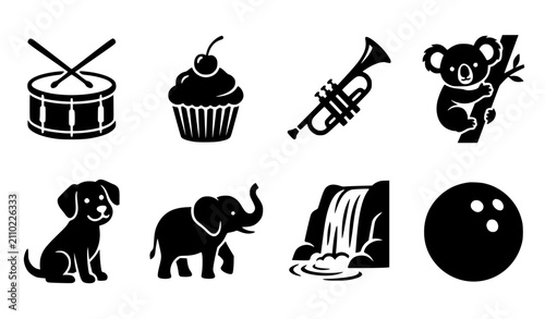 Fotografía Black Rooster and Hen Silhouette Vector EPS10