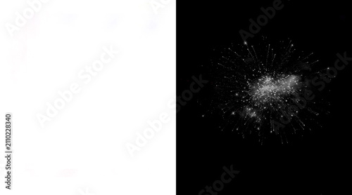Quadro su tela Explosive white powder burst on black background, dynamic flour splash texture,