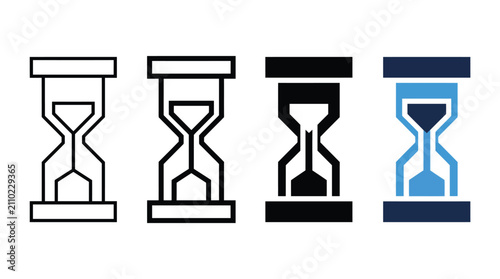 Hourglass Icon Set in Outline and Solid Styles for Time Management