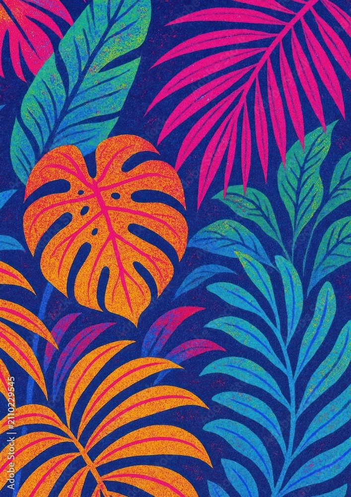 Obraz premium Vibrant tropical leaves pattern