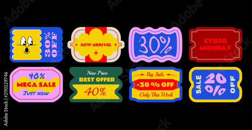 Set of vector tickets, price tags and coupons	
