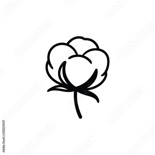 Bild auf Leinwand Cotton boll silhouette on a white background simple graphic design