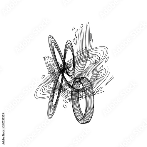 Obraz na plátne Abstract black and white swirling line art design.