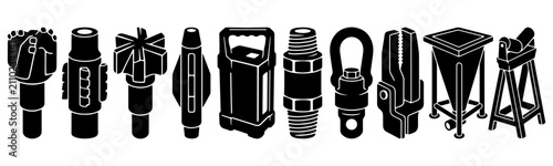 Horizontal Directional Drilling Machinery Vector Silhouette Bundle - Directional Boring Rig Icon Pack - Underground Utility Trenchless Equipment Template Collection