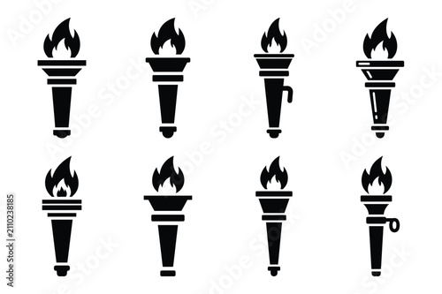 Foto Collection set of halloween passage torch silhouette icon and Vector illustration on white background