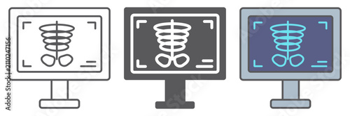 Foto X-ray thin line icon, medicine and bone, skeleton sign, vector graphics, a linear pattern on a white background