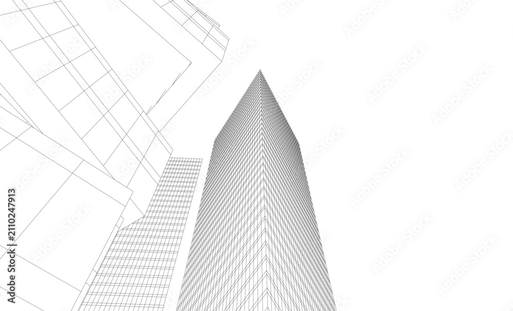 Fototapeta premium Architectural buildings in the city. Vector 3d illustration
