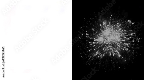 Canvastavla Explosive white powder burst on black background, dynamic flour splash motion, a