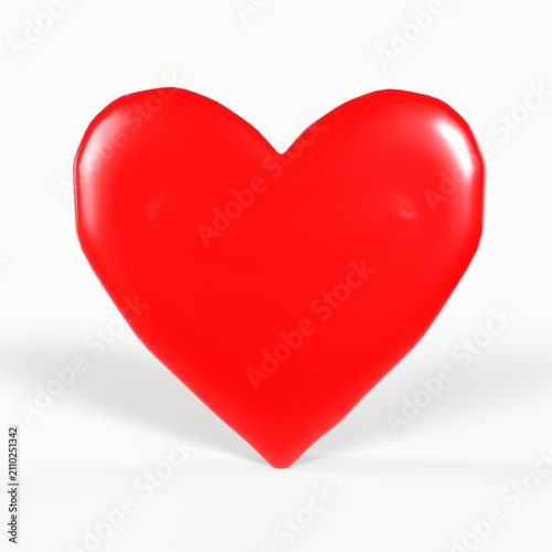 Red heart shape on isolated on white background 3d rendering