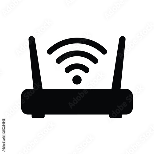 WiFi Router Solid Silhouette Icon