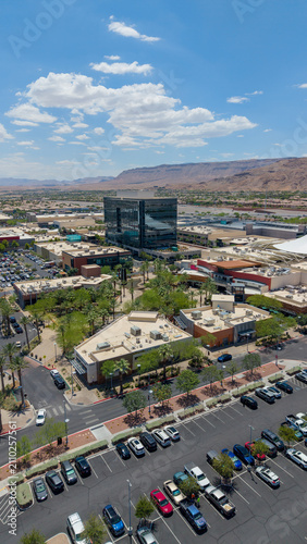 Aerial shot of a shopping mall in downtown Summerlin in Las Vegas Nevada USA