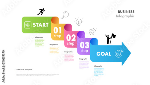 Ladder Infographic timeline isometric effect for strategy, flowchart, milestone, business project, process, data visualization, marketing vector