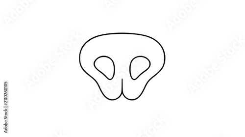 Foto Minimalist vector icon of a dog nose outline, hand-drawn line art illustration with canine snout and nostrils, perfect for pet designs, veterinary branding, and animal lover graphic resources