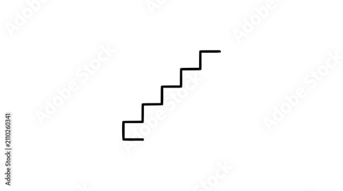 Staircase Line Art Vector Icon. Minimalist Hand Drawn Steps Stairway Architecture Building Interior Exterior Up Down Climb Ascent Descent Illustration. Clean Scalable Outline Design.
