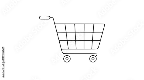 Картината върху платно Minimalist Line Art Shopping Trolley Vector Icon