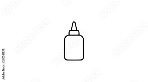 Minimalist vector icon of a glue bottle, a clean line art illustration of an adhesive container, ideal for office supplies, crafting, school projects, and creative workshop design elements.