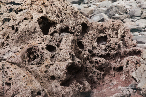 Fotografie Close-Up of Porous Volcanic Lava Rock at Caleta de Abajo in Gran Canaria