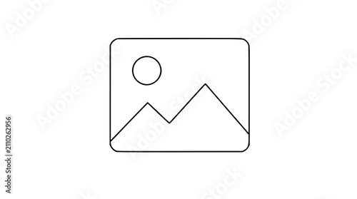 Canvas Print Minimalist image placeholder vector icon illustration, simple black line art design representing landscape, photography, media, or gallery content, isolated on a clean white background for web UI