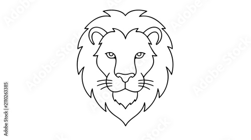 Canvas Print Minimalist lion head vector icon illustration, clean black line art of a majesti
