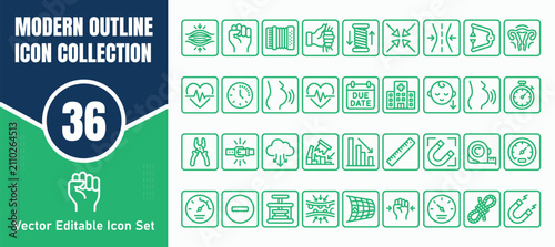 Obraz na płótnie Set of thirty six modern outline icons featuring various business technology and