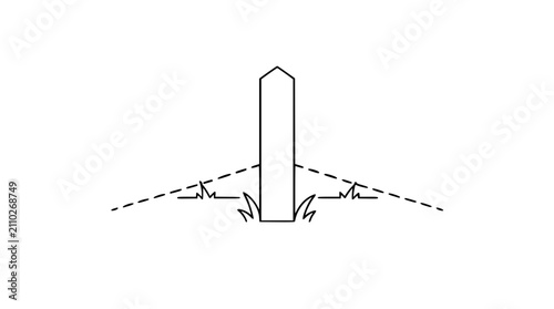 Bild auf Leinwand Vector illustration of property line marker with horizontal dashed boundary line