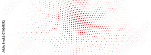 Cuadro en lienzo Abstract red square halftone burst pattern radiating on a clean white background