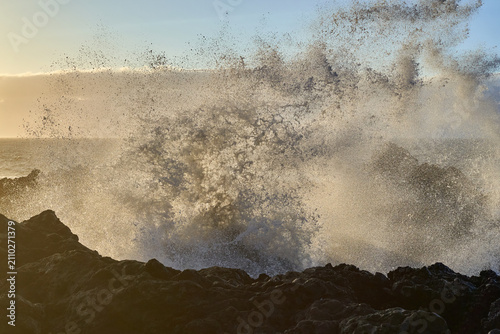 Sunset spray on the Teno coast