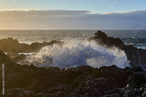 Sunset spray on the Teno coast