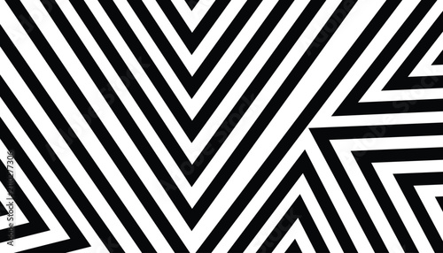 Fotografie Black and White Chevron Zigzag Pattern, Bold High‑Contrast Geometric Striped Abstract Background Design