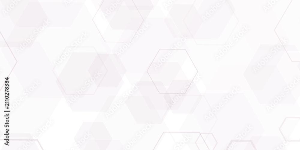 Fototapeta premium Subtle geometric hexagon pattern with faint purple outline on white background abstract 