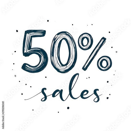 Handwritten Fifty Percent Off Promotional Graphic Design for Retail Marketing Campaigns