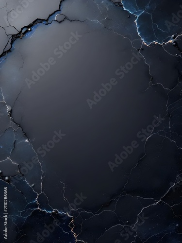 Dark Abstract Marble Background with Elegant Deep Blue Cracks and Soft Textured Gradient Surface