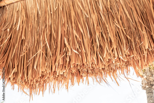 Konstfotografi Dried palm leaves forming natural rustic thatch texture