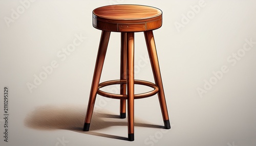 A D Rendered Illustration Of A Wooden Bar Stool Isolated On White Background