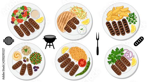 Photos Professional Vector Collection Featuring Traditional Cypriot Sheftalia Grilled S