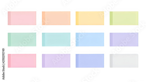 Pastel sticky notes set, colorful paper index tabs for office planning, blank adhesive memo stickers collection isolated on White Background ai