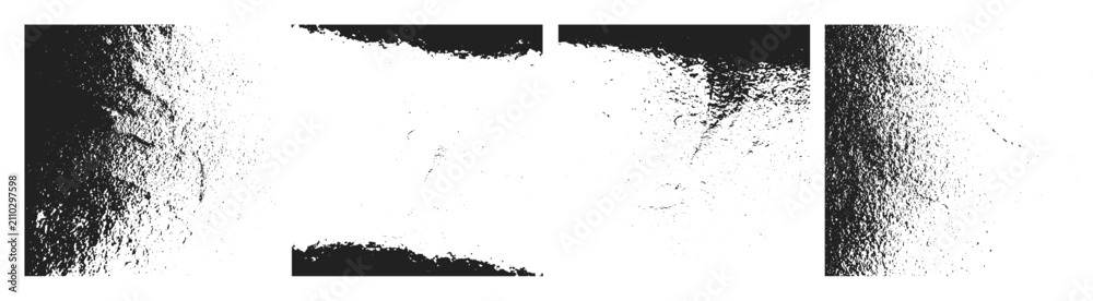 Obraz premium Grunge Overlay Distressed Grain Texture Set. Black and White Dust Noise Background Collection. 