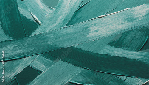Teal Abstract Brush Strokes on Painted Surface.