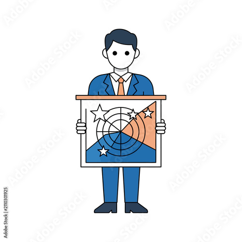a business man presenting data analysis on a performance chart highlighting strategy planning and target achievement for corporate success