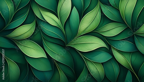 interlocking emerald leaf shapes create a dynamic repeating composition with sharp edges texture stylized
