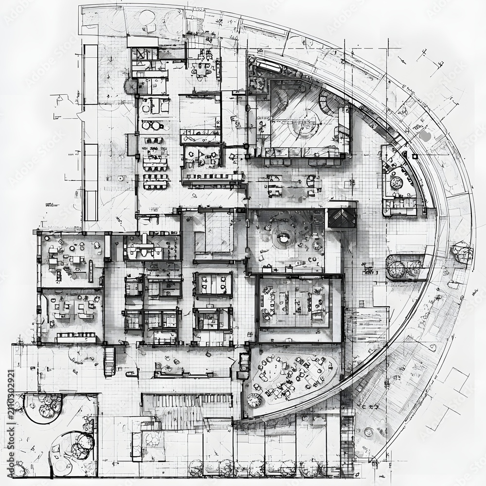 Fototapeta premium Plant floor plan with technical industrial layout picture