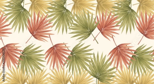 Tropical palm leaves pattern background design.