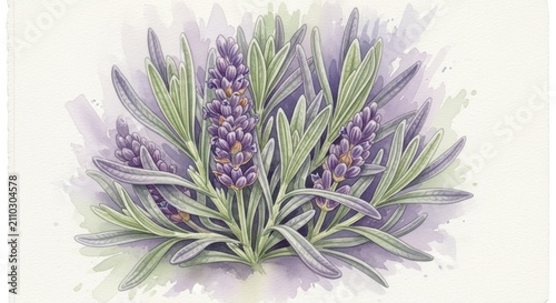 Lavender plant with purple flowers blooming.