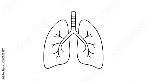 Obraz na płótnie Minimalist vector icon depicting lungs and trachea in clean hand-drawn line art style