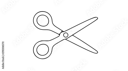 Foto Minimalist Line Art Scissors Icon Vector Illustration